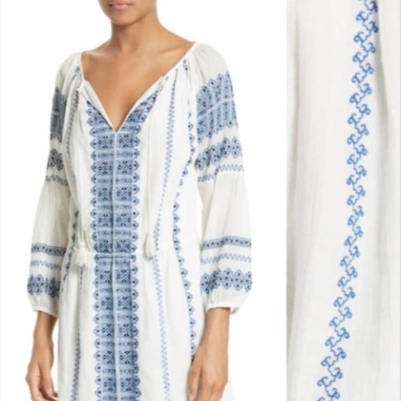 SOLD. Joie Aliz Embroidered Peasant Midi Dress - Picture 2 of 7